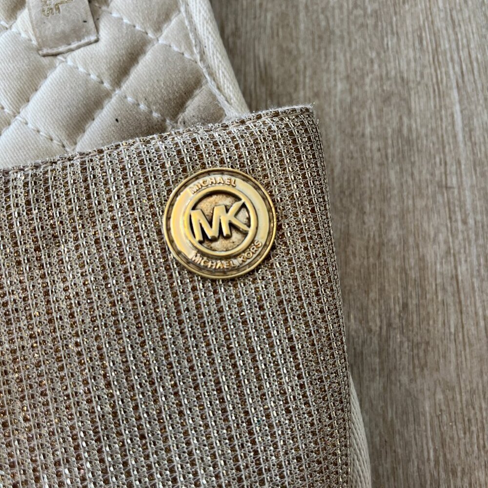 Womens Michael Kors Gold Glitter Slides - 10 - Picture 2 of 8